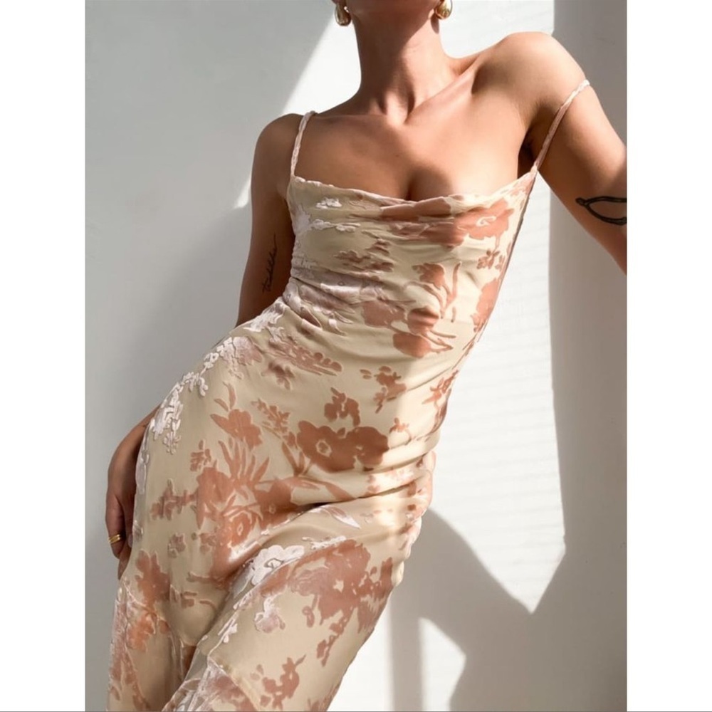 Rumored Floral Maxi Dress in Cream and Pink